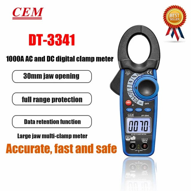CEM DT-3340 DT-3341 DT-3343 DT-3345 DT-3347 Digital Clamp Type Meter Overload Protection Resistance Diode Test Backlight