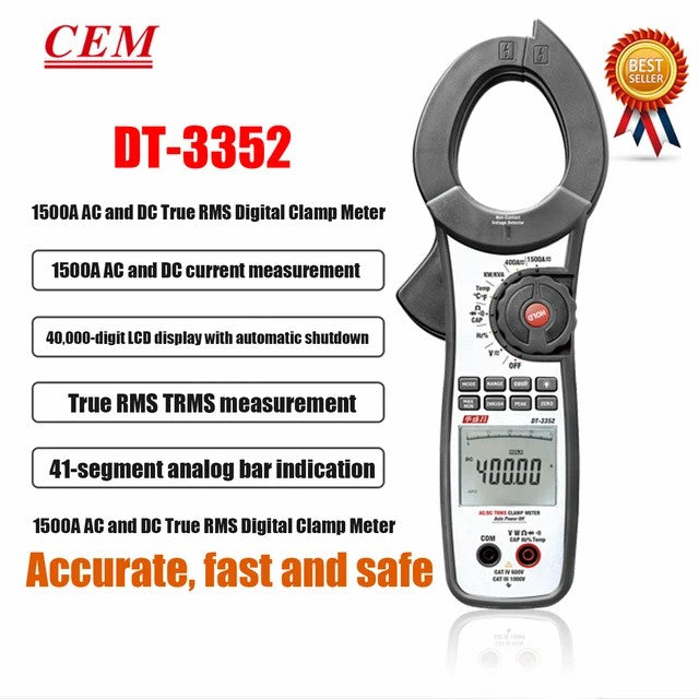 CEM DT-3351 DT-3352 DT-3353 Digital Multimeter Ture RMS Handheld Clamp Meter AUTO Inrush Current Measurement HD LCD Display