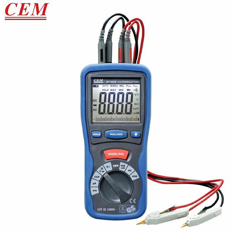 CEM DT-5302 Low Resistance Tester Professional Digital Grounding Resistance Tester Insulation Tester Four-Wire Milliohm Meter