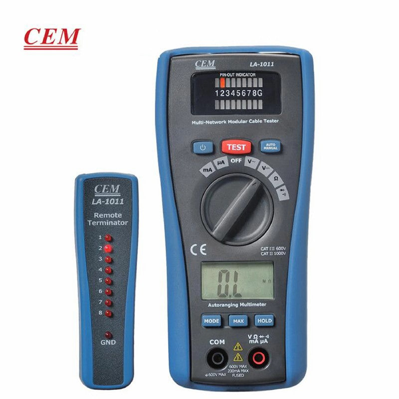 CEM LA-1011 2 in 1 LAN Testerand Multimeter AC DC Voltage Engineering Digital Display Tester Network Cable Universal