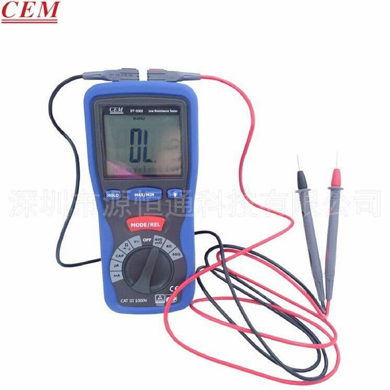 CEM DT-5302 Low Resistance Tester Professional Digital Grounding Resistance Tester Insulation Tester Four-Wire Milliohm Meter