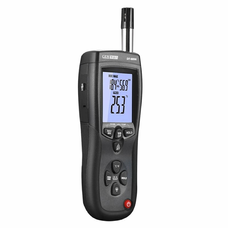 CEM DT-8896 Threeinone Thermometer & Hygrometer Industrial High-Precision Thermometer and Hygrometer External K-type Dew Point