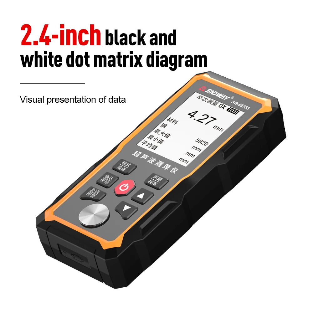 SW-6510S Ultrasonic Thickness Gauge 1-300MM Plastic Glass Ceramics Metal Steel Plate Stainless Steel Pipe Wall Thickness Tester