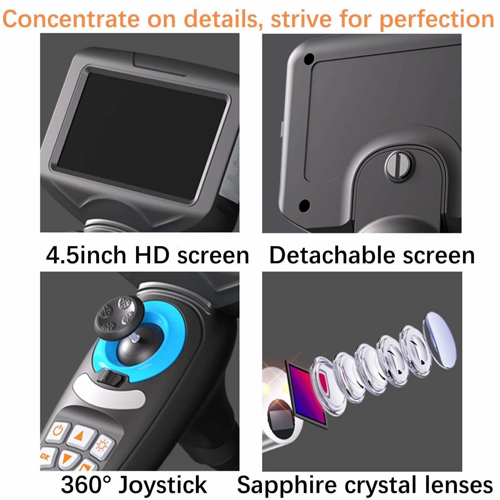 2.8mm Fibre-optical 360 Degree Articulating Borescope 4.5 inch WIFI function Industrial Endoscope 2.8mm 4mm 6mm 1M