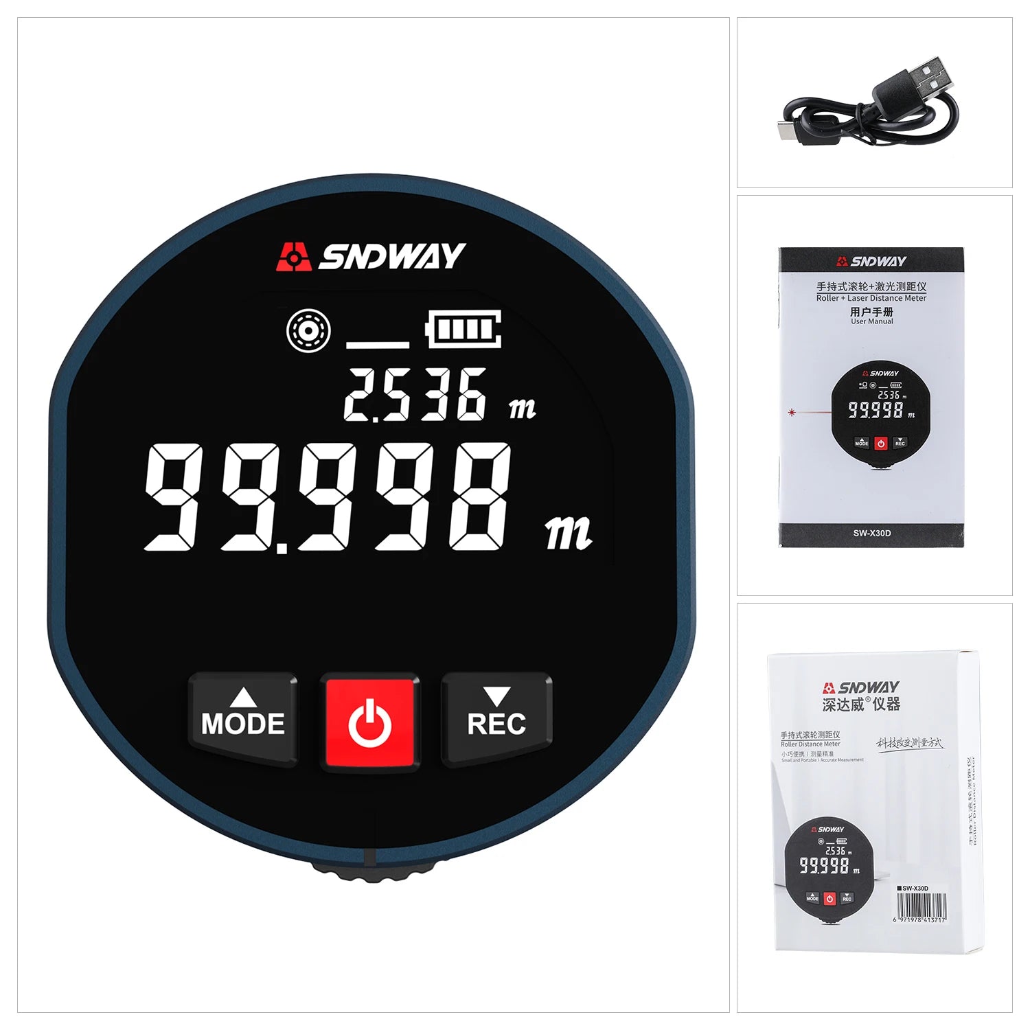 SW-X30A Roller Laser Range Finder Laser Roll Dual Mode Distance Meter Trena Laser Tape Measure Range Finder Home Tools