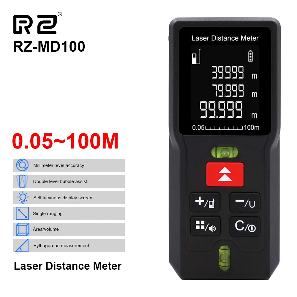 MD40 MD60 MD80 MD100 Laser Meter Digital Handheld Tape 40M 60M 80M 100M Leveling Distance Meter Range Finder Built Measuring Tools Metro Range Finder