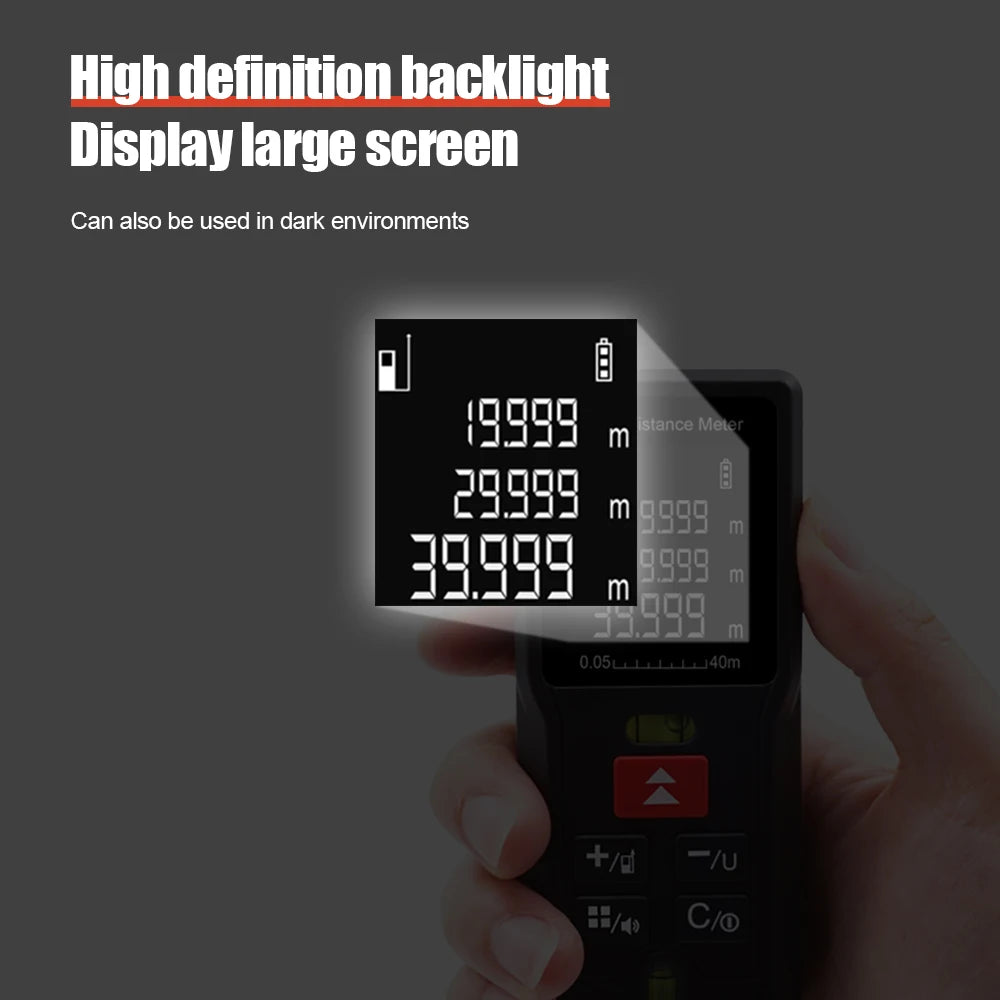 MD40 MD60 MD80 MD100 Laser Meter Digital Handheld Tape 40M 60M 80M 100M Leveling Distance Meter Range Finder Built Measuring Tools Metro Range Finder