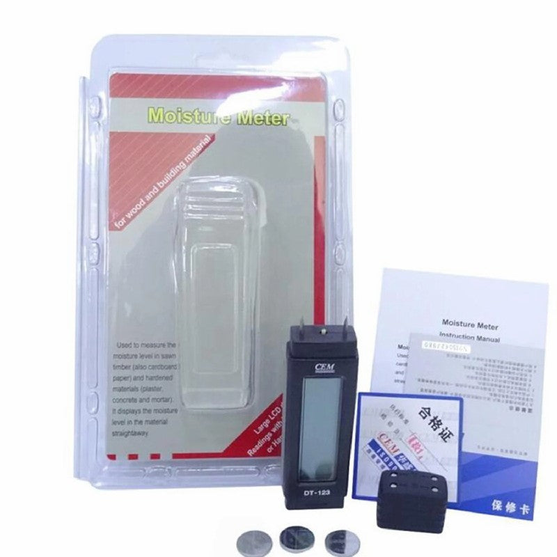 CEM DT-123 Pocket Portable Miniature Wood Moisture Meter Cardboard Gypsum Concrete Moisture Content Test Hygrometer