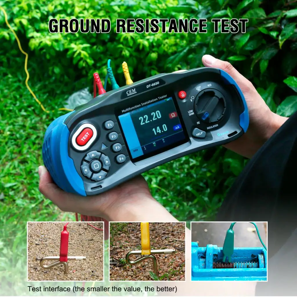 CEM DT-6650 Multifunction Installation Tester With Insulation Resistance Earth Resistance loop Impedance Voltage RCD PFGPSC