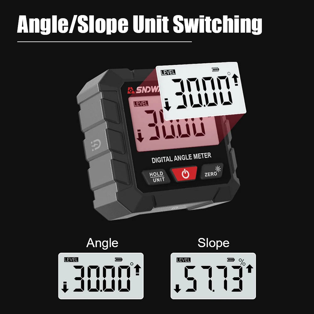 SW-101A Digital Display Inclination Box Precision Measurement 4x90° Angle Slope Protractor Inclinometer Angle Meter