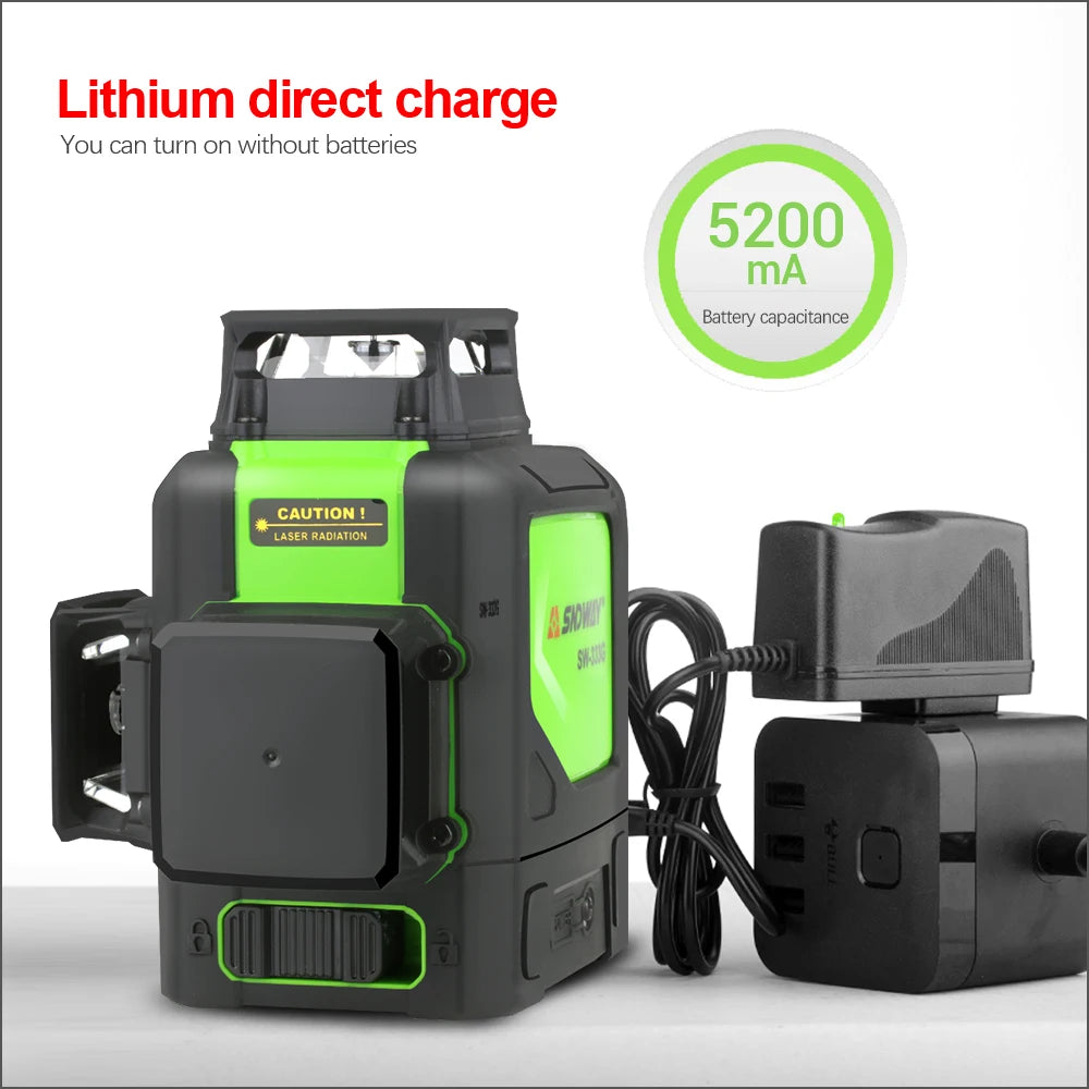 SW-333G Laser Level Laser Level 360 Degree 3D Self Leveling Vertical Horizontal Rotary Laser Green 16 lines GLaser Level
