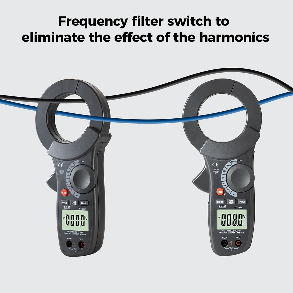 CEM DT-9812 1000A AC Leakage Current Tester Clamp Meter With Peak Hold Function