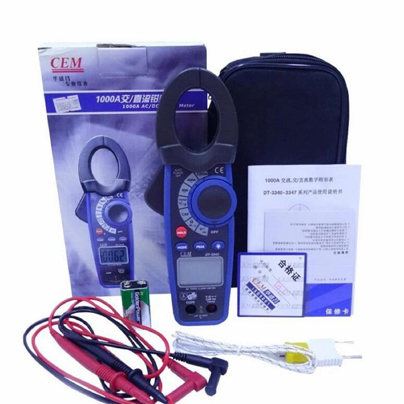 CEM DT-3340 DT-3341 DT-3343 DT-3345 DT-3347 Digital Clamp Type Meter Overload Protection Resistance Diode Test Backlight