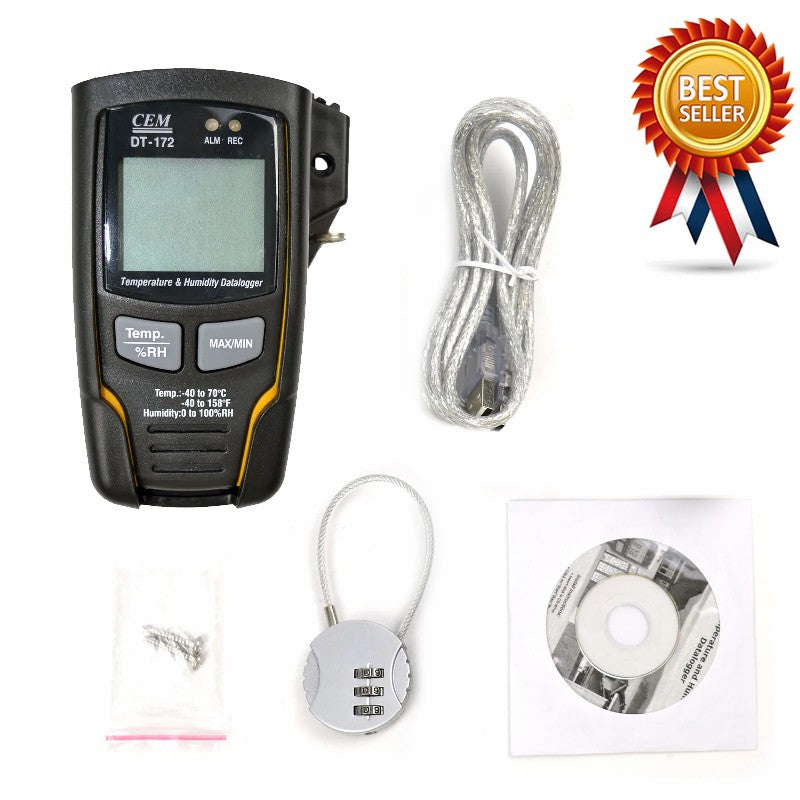 CEM DT-171 DT-172 Temperature & Humidity Data Recorder High Precision Thermometer Intelligent Alarm Indication with USB Interface