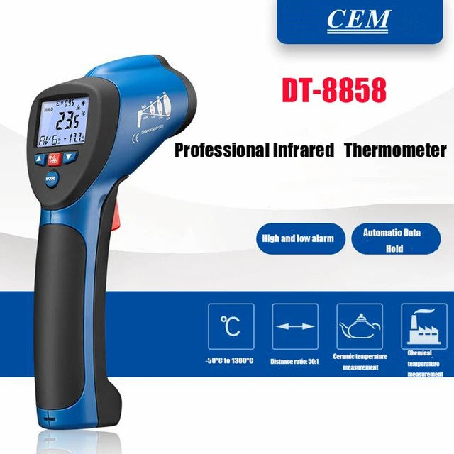 CEM DT-8858 DT-8859 Industrial High Temperature Infrared Thermometer Laser Induction Laser Induction Point Thermometer Gun