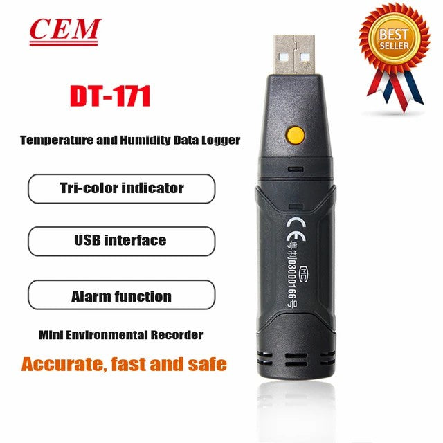 CEM DT-171 DT-172 Temperature & Humidity Data Recorder High Precision Thermometer Intelligent Alarm Indication with USB Interface