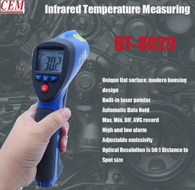 CEM DT-8829 DT-8838 DT-8839 Infrared Thermometer Handheld Non-Contact High Temperature Industrial Electronic Laser Induction