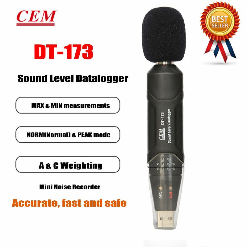 CEM DT-173 High Accuracy Noise Meter USB Data Transmission Mini Noise Recorder Digital Sound Noise Level Data Logger Data logger