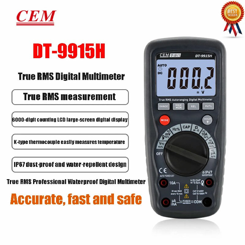CEM DT-9915H DT-9917H Multimeter Digital High Precision Digital Display Current Voltage Test Capacitance Measurement Waterproof