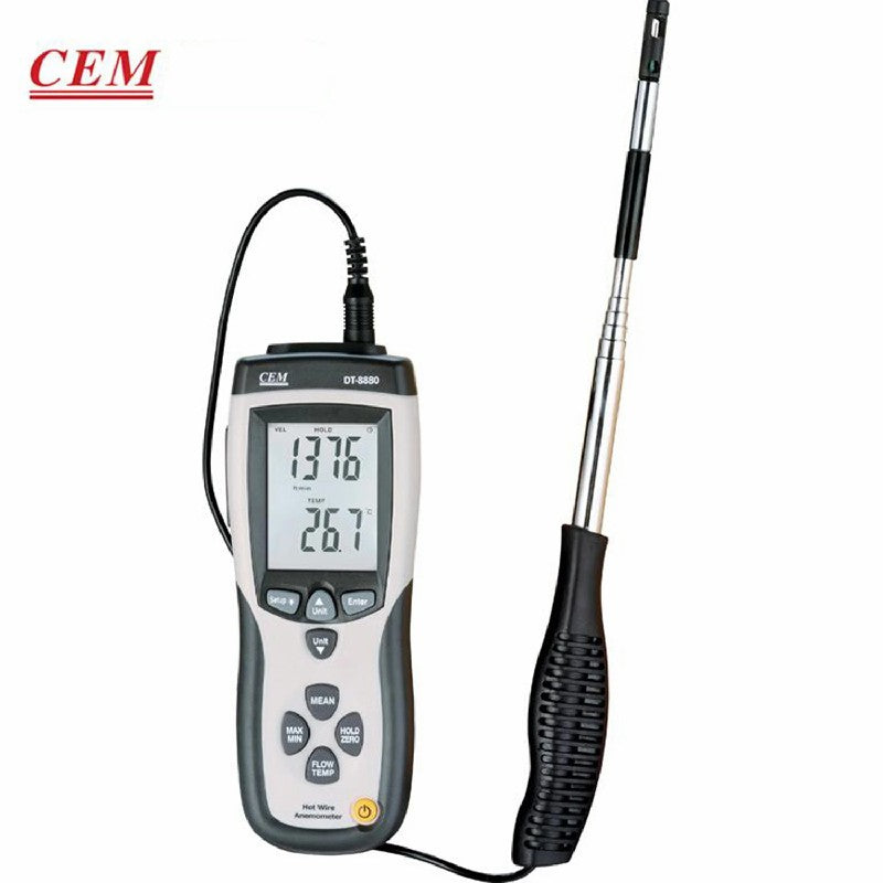 CEM DT-8880 Hot-Wire Digital Anemometer Pipe Wind Speed Test Sensitive Type Wind Speed Tester Digital Wind Speed & Direction Test