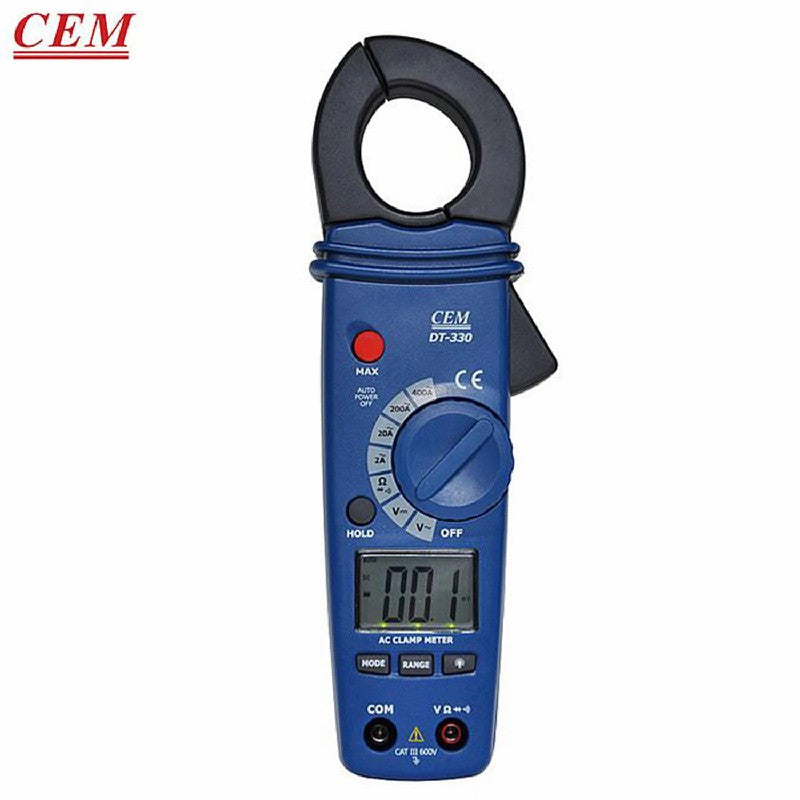 CEM DT-330 Digital Clamp Meter Clip-on Table Current Voltage Resistance Test Instrument High Resolution Small Caliber Ammeter