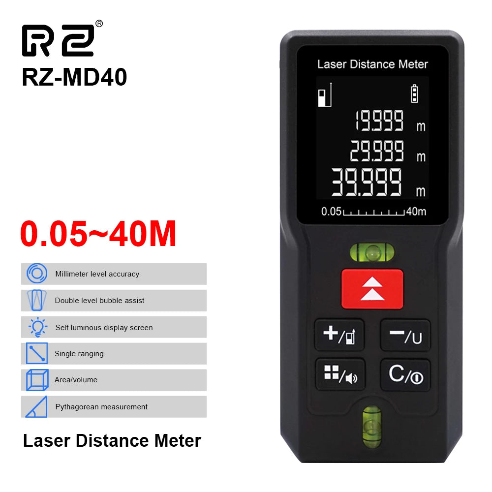 MD40 MD60 MD80 MD100 Laser Meter Digital Handheld Tape 40M 60M 80M 100M Leveling Distance Meter Range Finder Built Measuring Tools Metro Range Finder