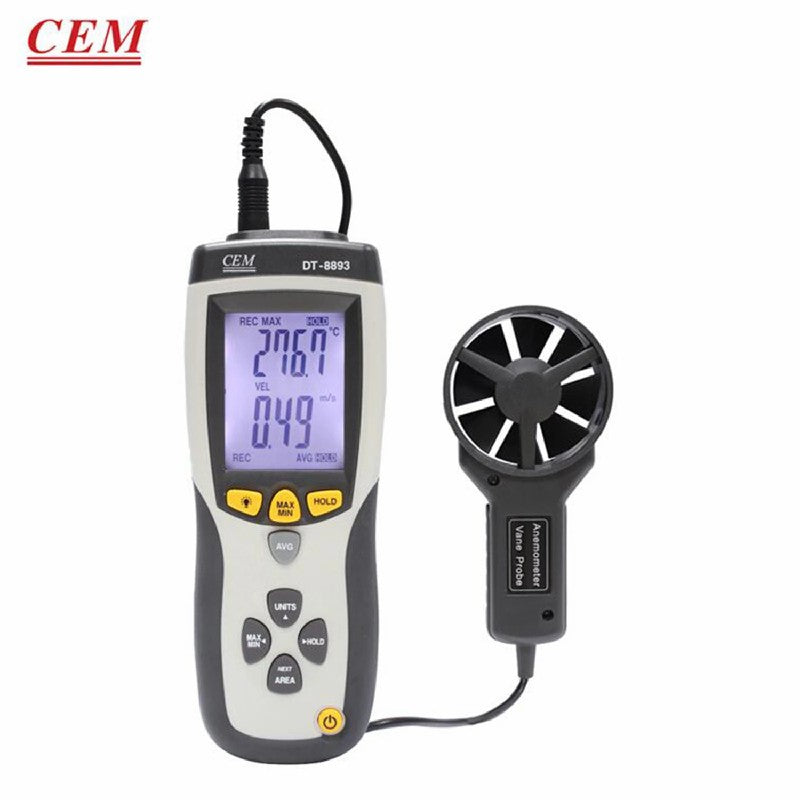 CEM DT-8893 DT-8894 Digital Hand-Held High-Precision Anemometer Digital Display Air Volume Meter Anemometer USB Air Thermometer