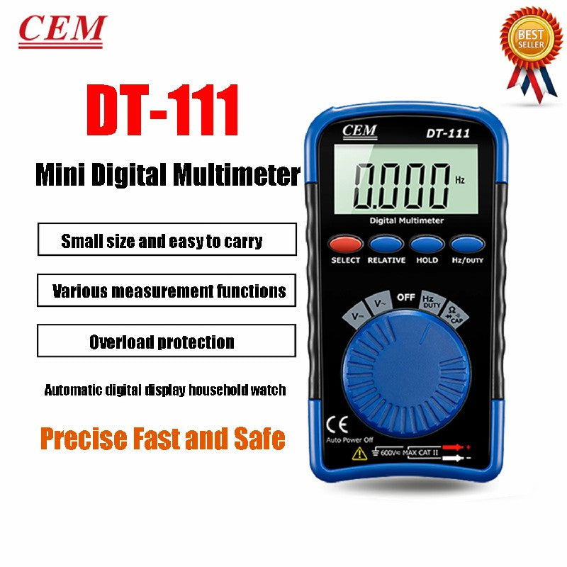 CEM DT-111 Mini Pocket Digital Multimeter Auto Measurement 3 in 1 E-Testers Type Full Protection Pocket Type NCV Non-contact