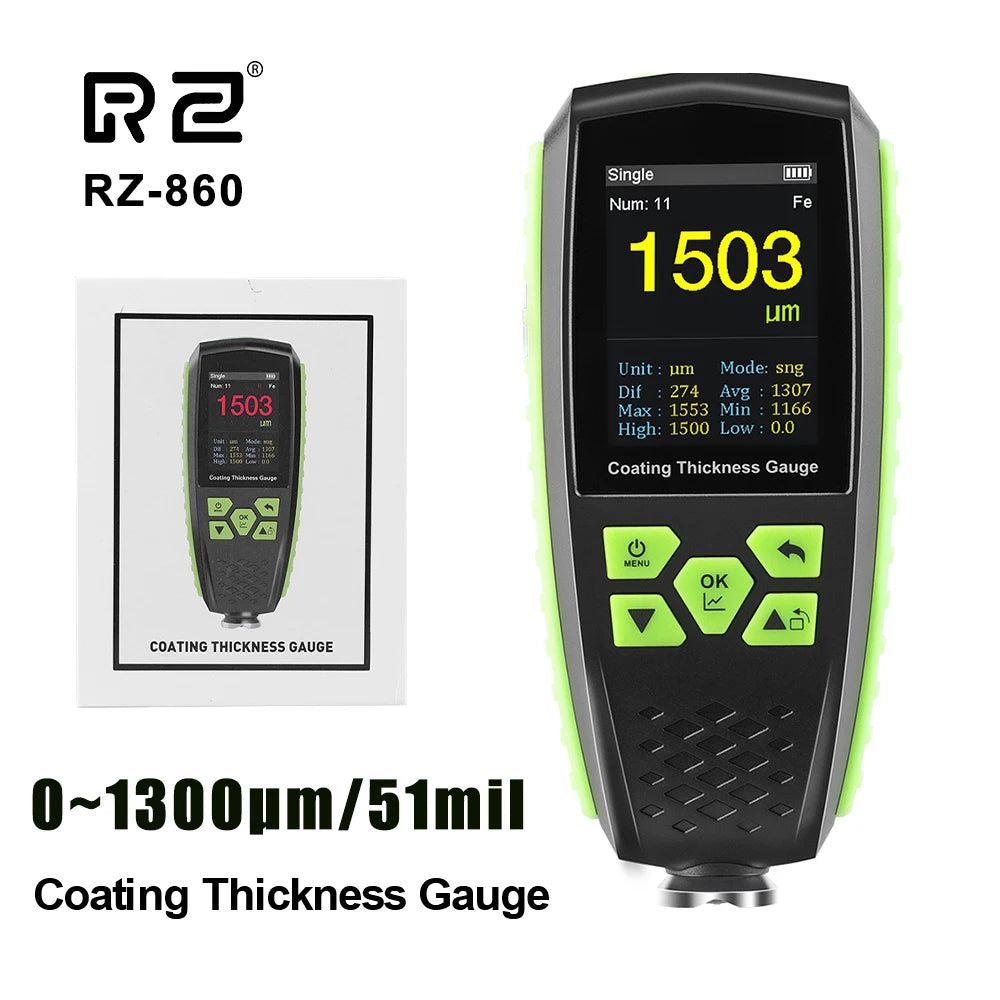 860 Coating Thickness Gauge For Car Digital Meter 0-1300 Tool Automotive Paint Thickness Measurement FNF Automatic Detection