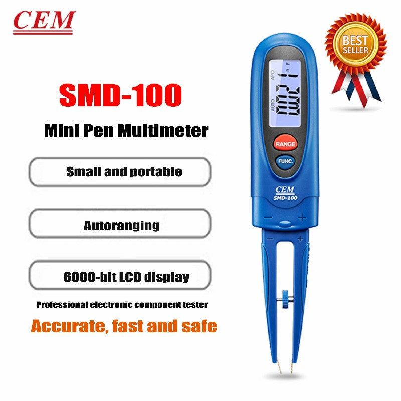CEM SMD-100 Test Of High Precision Electronic Components of Pen Digital Multimeter LCD Display Resistance Capacitance Frequency