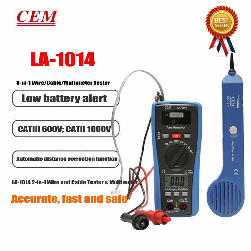 CEM LA-1014 LA-1015 Multifunctional Cable Indentifier Tester DMM Cable Detector Network Fault Tester Line Detector LAN Tester