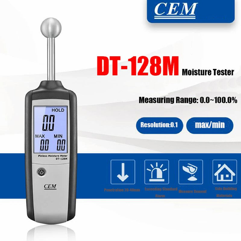 CEM DT-128M Non-Contact Inductive Moisture Tester Wood Engineering Gypsum Cement Nondestructive Hygrometer Material