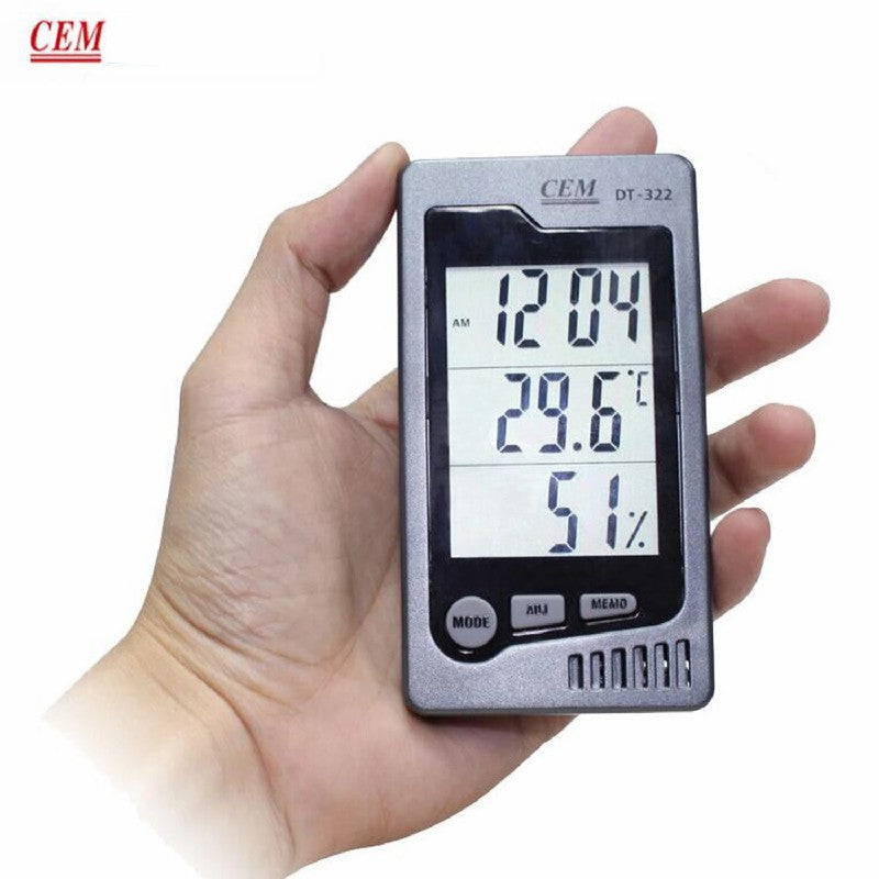 CEM DT-322 Electronic Hygrometer Bedroom Household Tester Indoor Alarm Clock Multifunctional Detector Desktop Thermometer