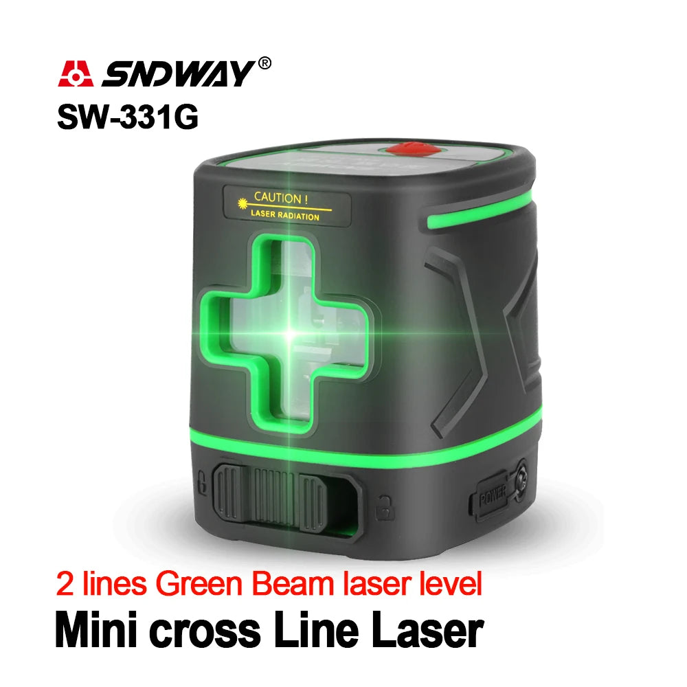 SW-331G Laser Level Meter Mini Rechargeable 360 Degree 2 Lines Vertical Horizontal Line Cross Green Light Beam Laser Level Tools