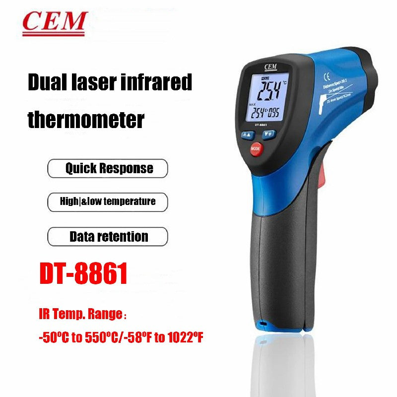 CEM DT-8861 Non-Contact Temperature Measuring Gun Infrared Temperature Instrument Laser Patch Electronic Automatic Design Fast