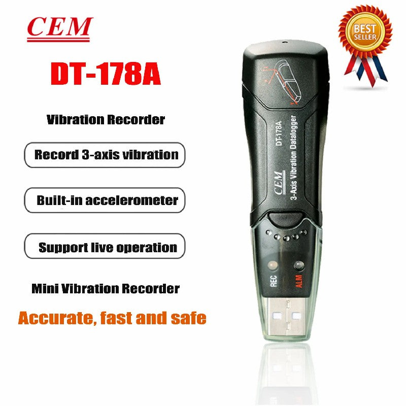 CEM DT-178A Vibration Data Logger Vibration Recording Instrument Vibration Tester Vibration Force Detector Vibration Pen