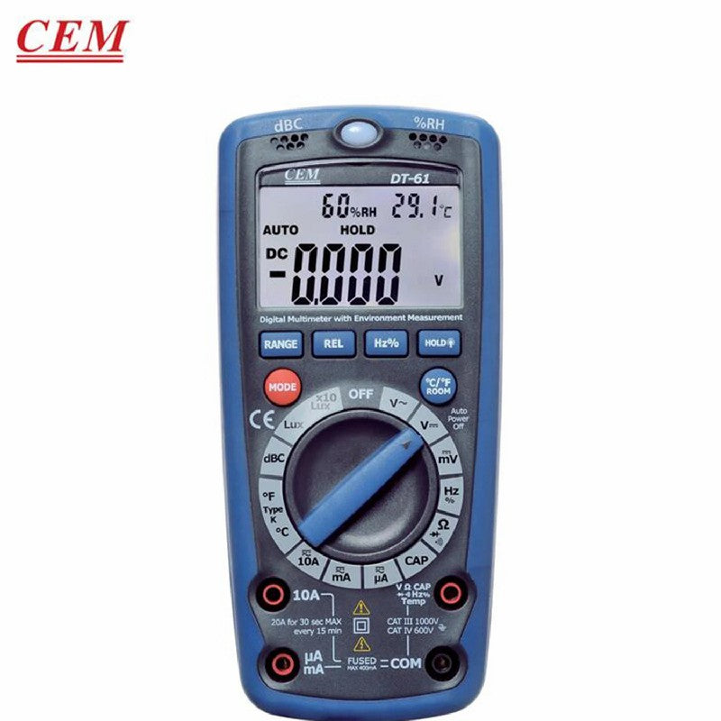 CEM DT-61 Multi-function Digital Multimeter with Environment Test Environment Voltage Current Test 6 in 1 Digital Multimeter