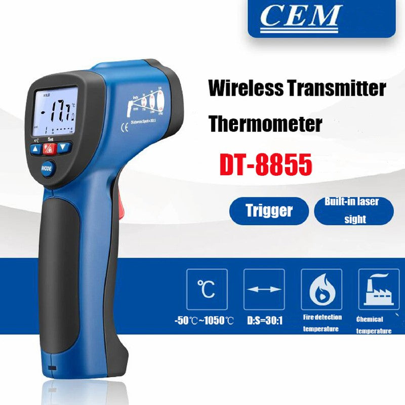 CEM DT-8855 Wire less Emission Function Twoin One Infrared Thermometer Non-contact Temperature Gun USB Interface Transmission