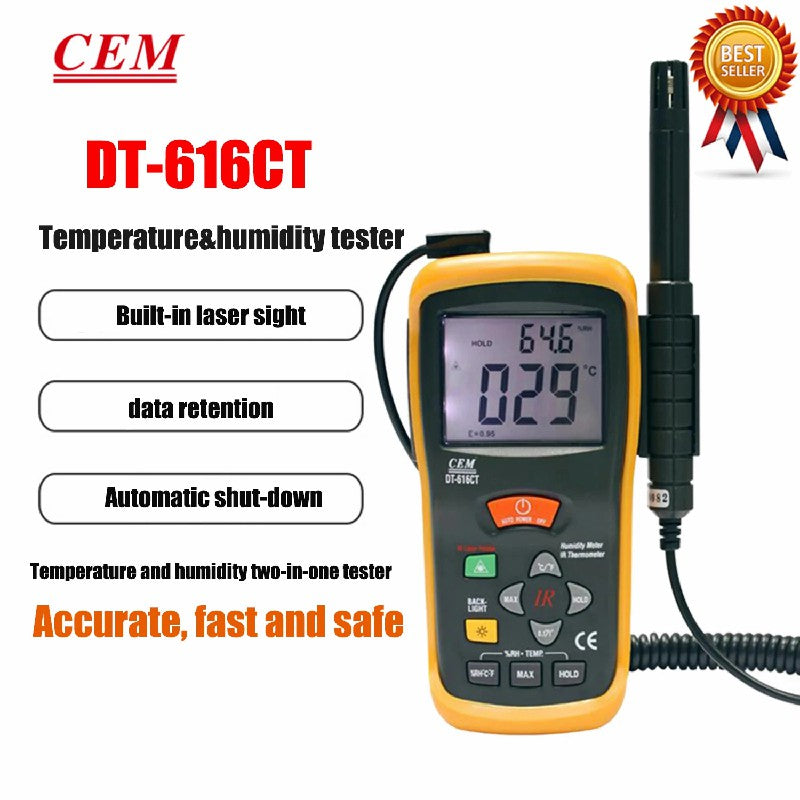CEM DT-616CT High Precision Temperature & Humidity Tester with Infrared Temperatureand Humidity Meter Industrial Use Hand-held