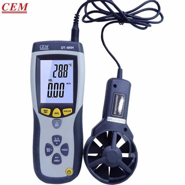 CEM DT-8893 DT-8894 Digital Hand-Held High-Precision Anemometer Digital Display Air Volume Meter Anemometer USB Air Thermometer