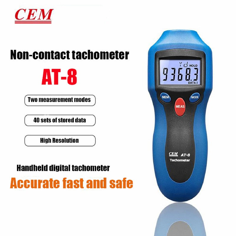 CEM AT-6AT-8 Automobile Motor Tachometer Laser Tachometer High Precision Non-contact Laser Type Digital Display Meter