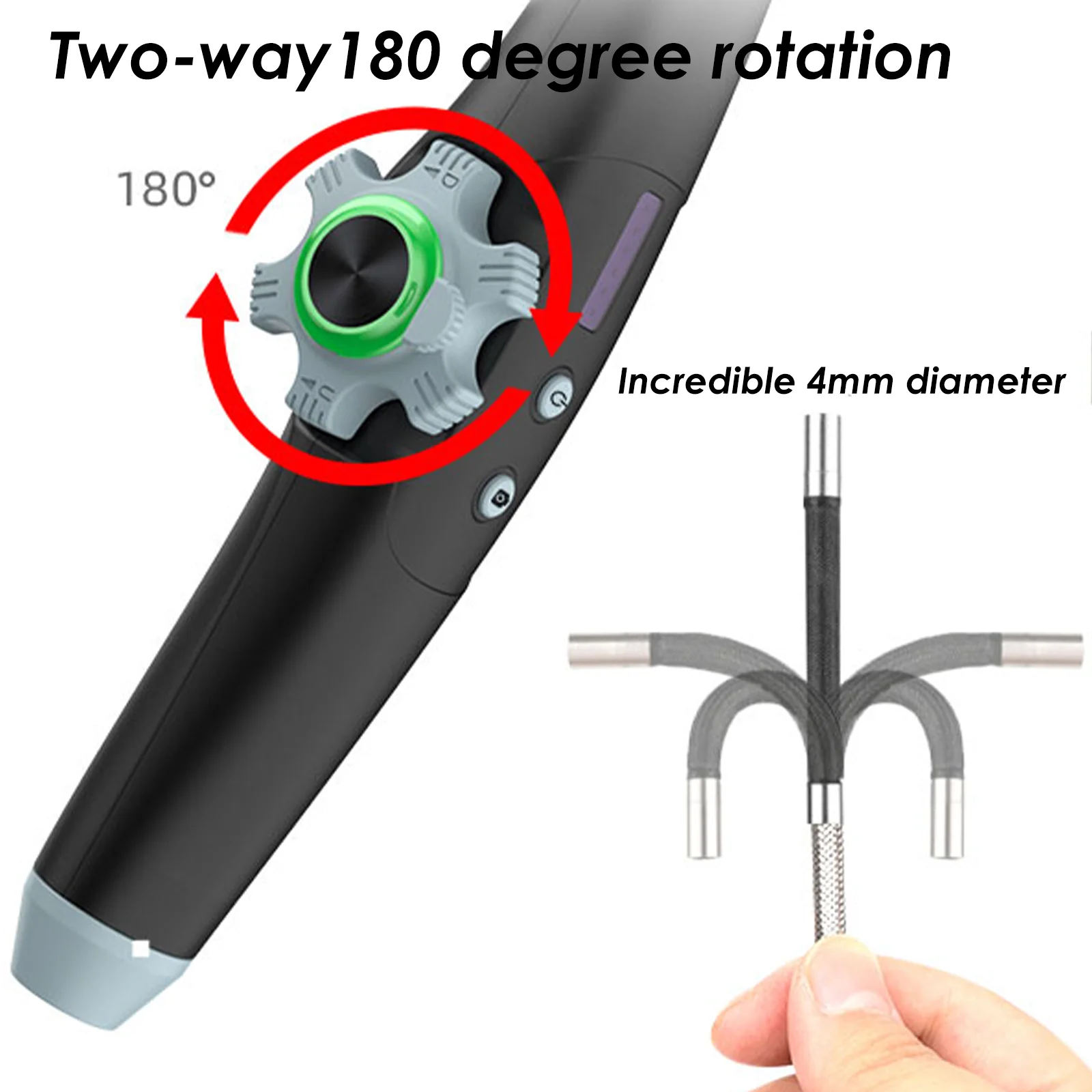 WiFi 4mm Articulating Borescope 2-way Hotspot Industrial Endoscope Human Engineering 720p 6LEDs IOS Android PC1M