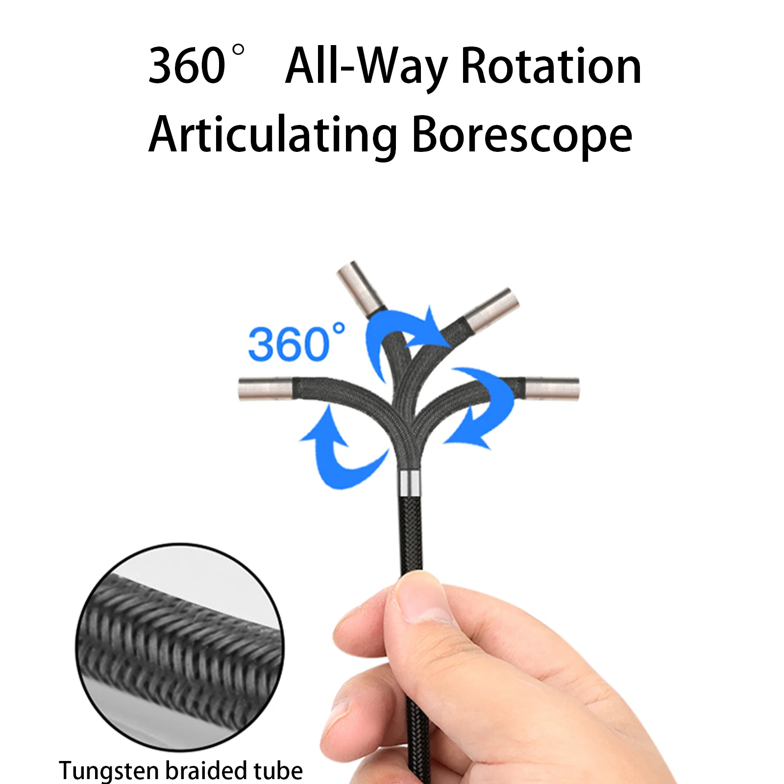 360 Degree Articulating Borescope 1080P 5.5mm Endoscope BRT Function Auto White Balance HDMI Transmission 1.5M