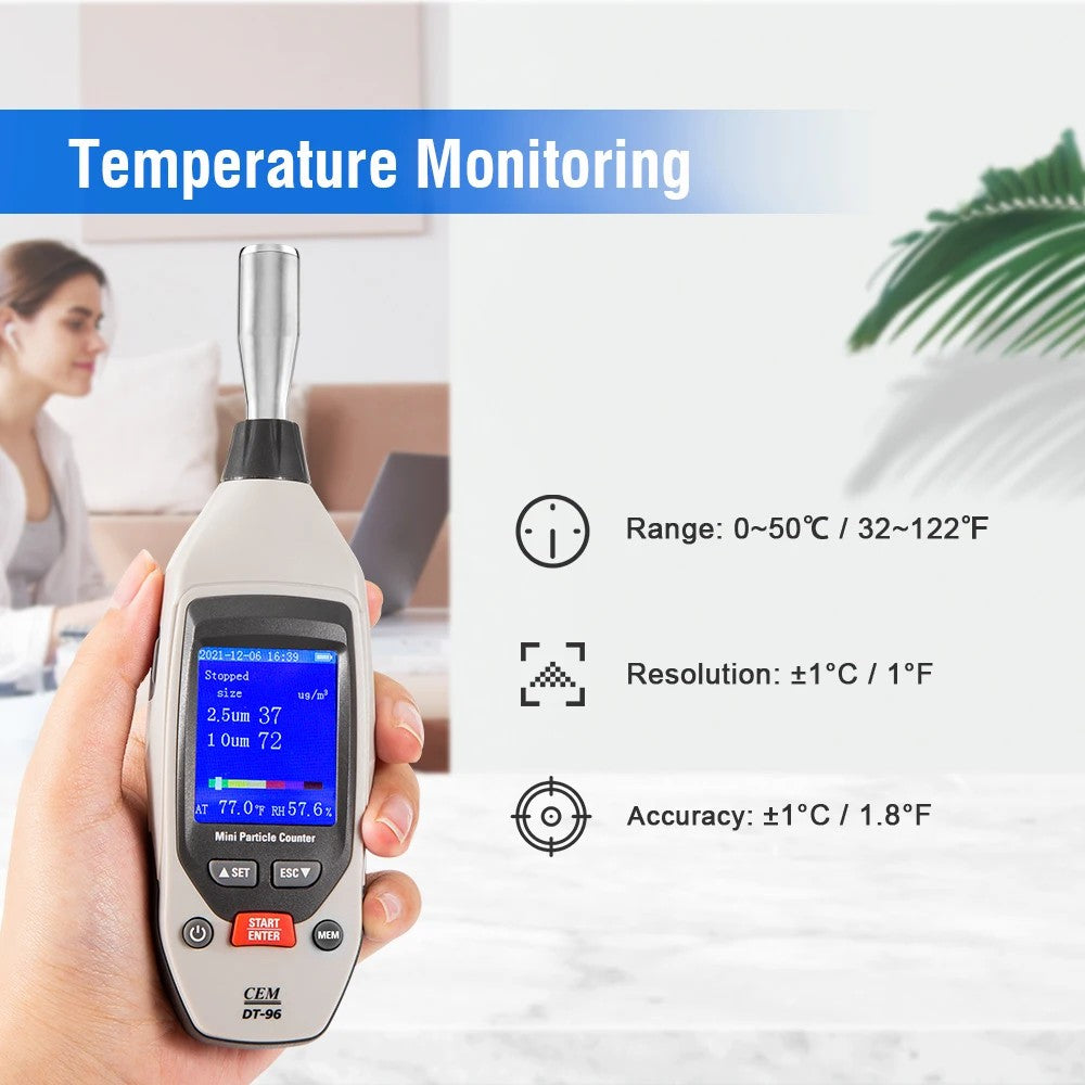 CEM DT-96 PM2.5 PM10 Handled Airborne Laser Mini Particle Counter Detector