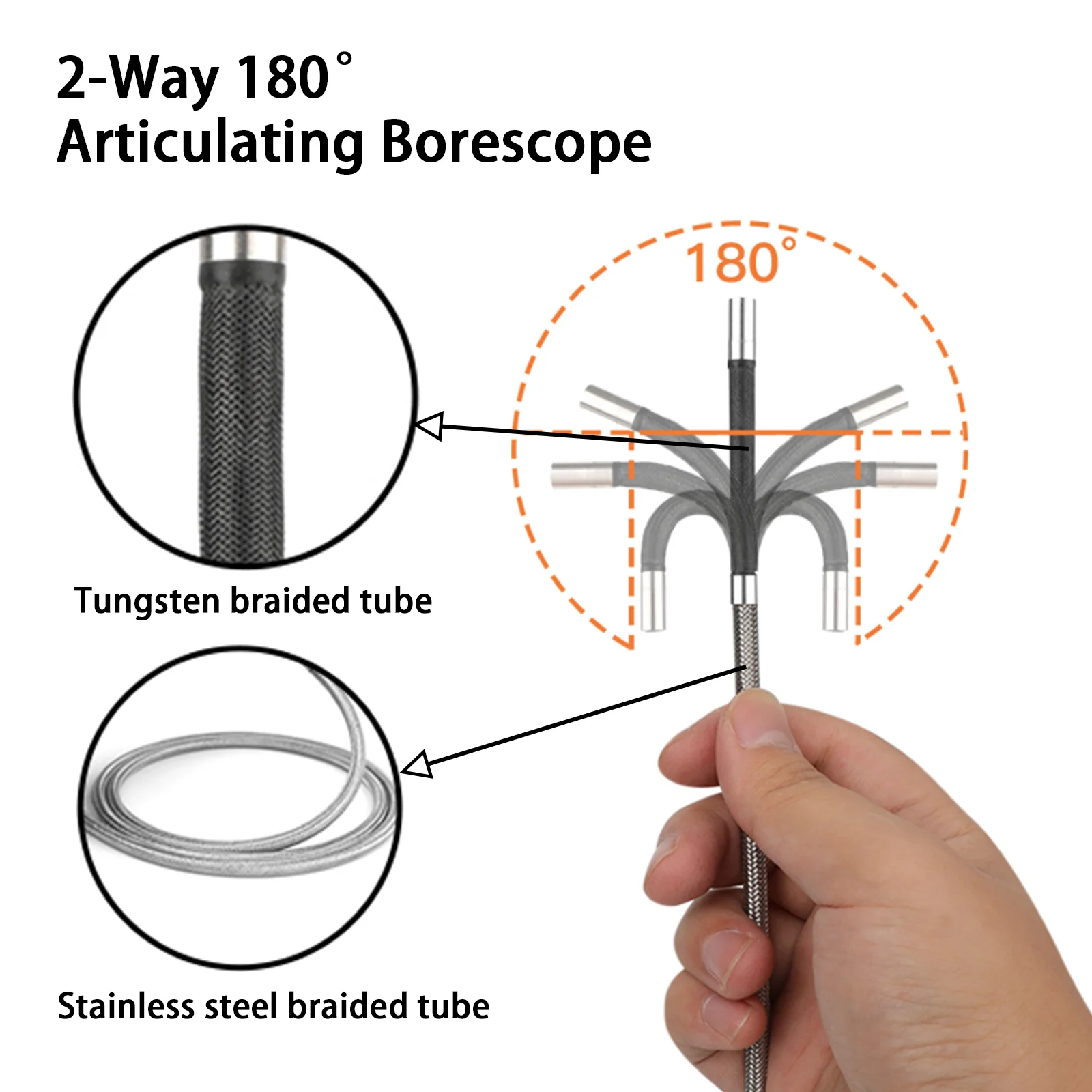 2.8mm Fibre-optical Articulating Borescope 4.5 inch 2 way Industrial Endoscope WIFI function Thermostability 1M