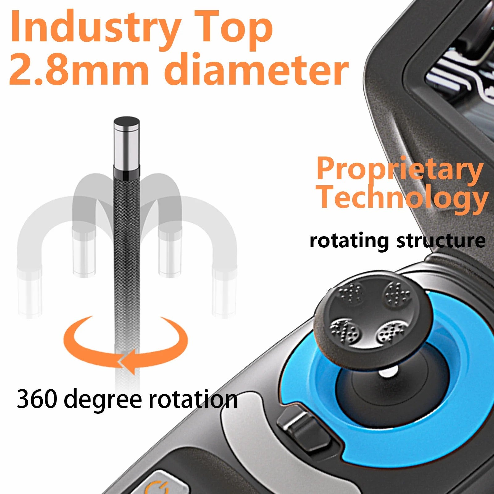2.8mm Fibre-optical 360 Degree Articulating Borescope 4.5 inch WIFI function Industrial Endoscope 2.8mm 4mm 6mm 1M