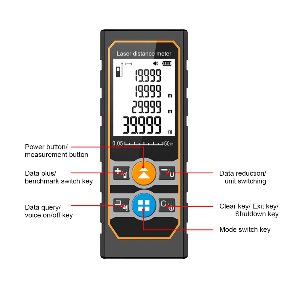 TE50 TE70 TE100 Laser Distance Meter 50M 70M 100M Laser Tape Measure Range Finder Profesional Laser Range Finder Ruler Test Tool