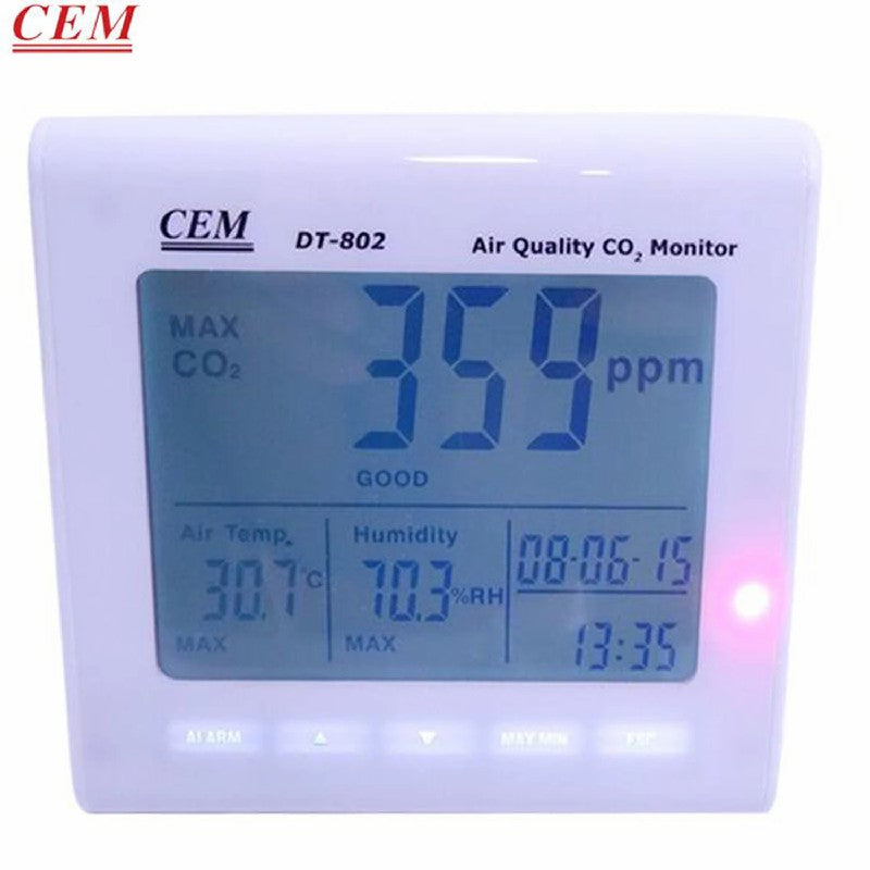 CEM DT-802 Indoor Air Quality Detector Desktop Carbon Dioxide Detector Temperature & Humidity Desktop Recording CO2 Gas Detector