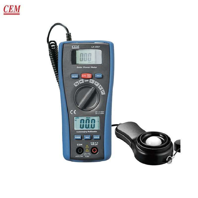 CEM LA-1017 High Accuracy Solar Power Meter Sunlight Tester DMM Digital Multimeter Manual Scale Selection Rapid Response