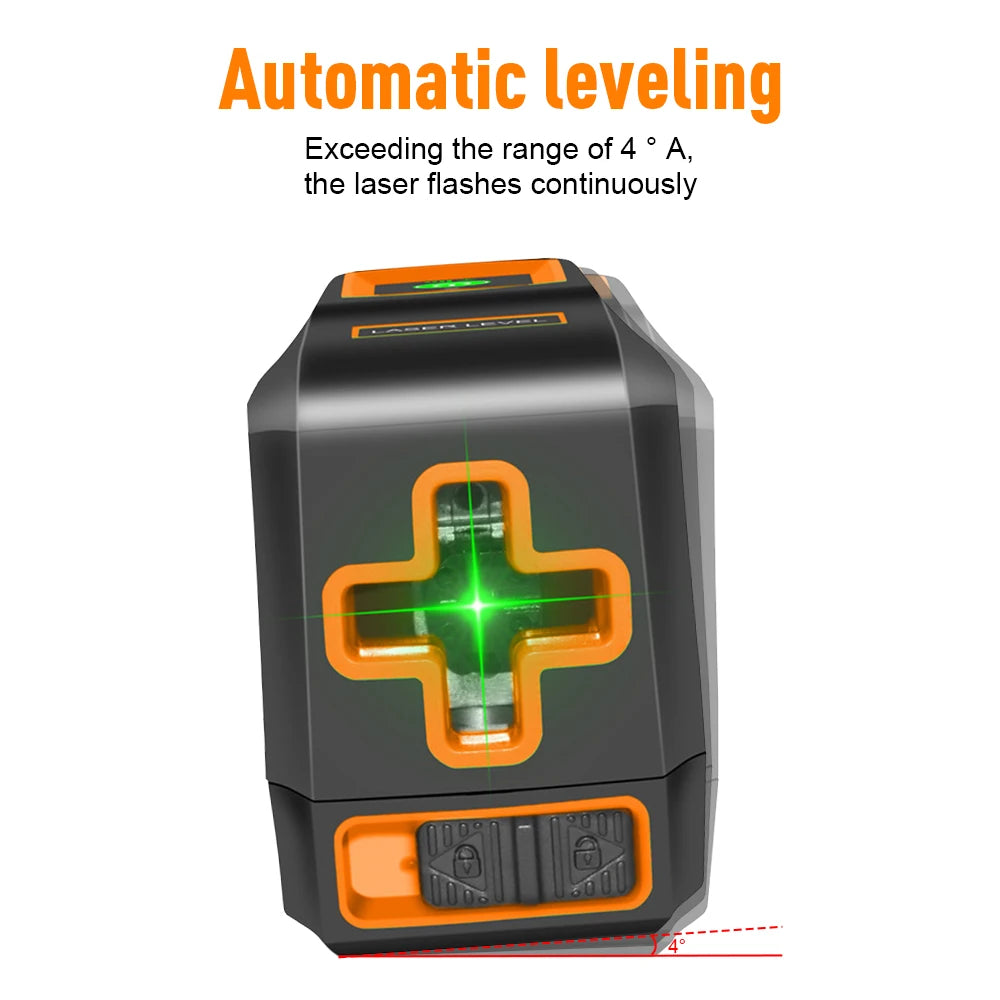 T-03 2 Lines Laser Level Mini Professional Laser Level Self Level Green Beams Laser Horizontal & Vertical Cross-Line Laser Level
